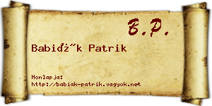 Babiák Patrik névjegykártya
