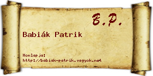 Babiák Patrik névjegykártya